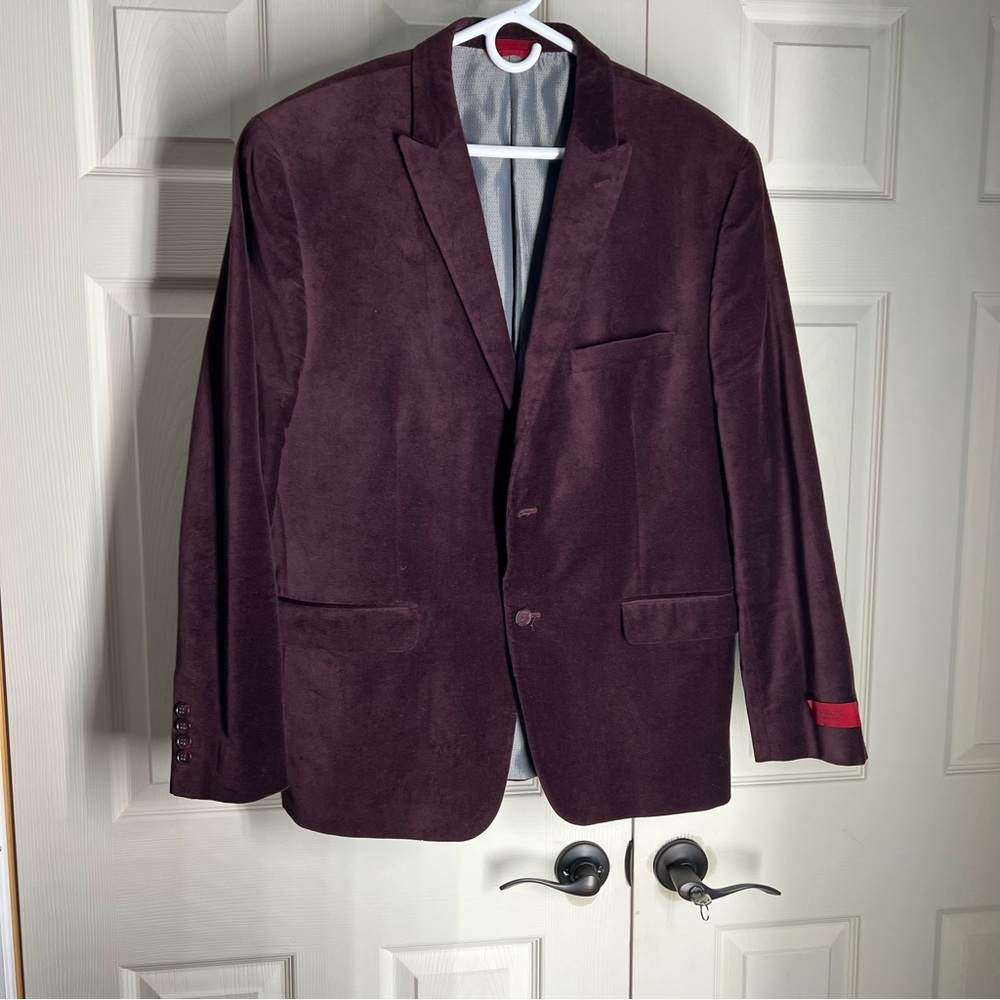 Alfani men’s 46R coat blazer in maroon velvet